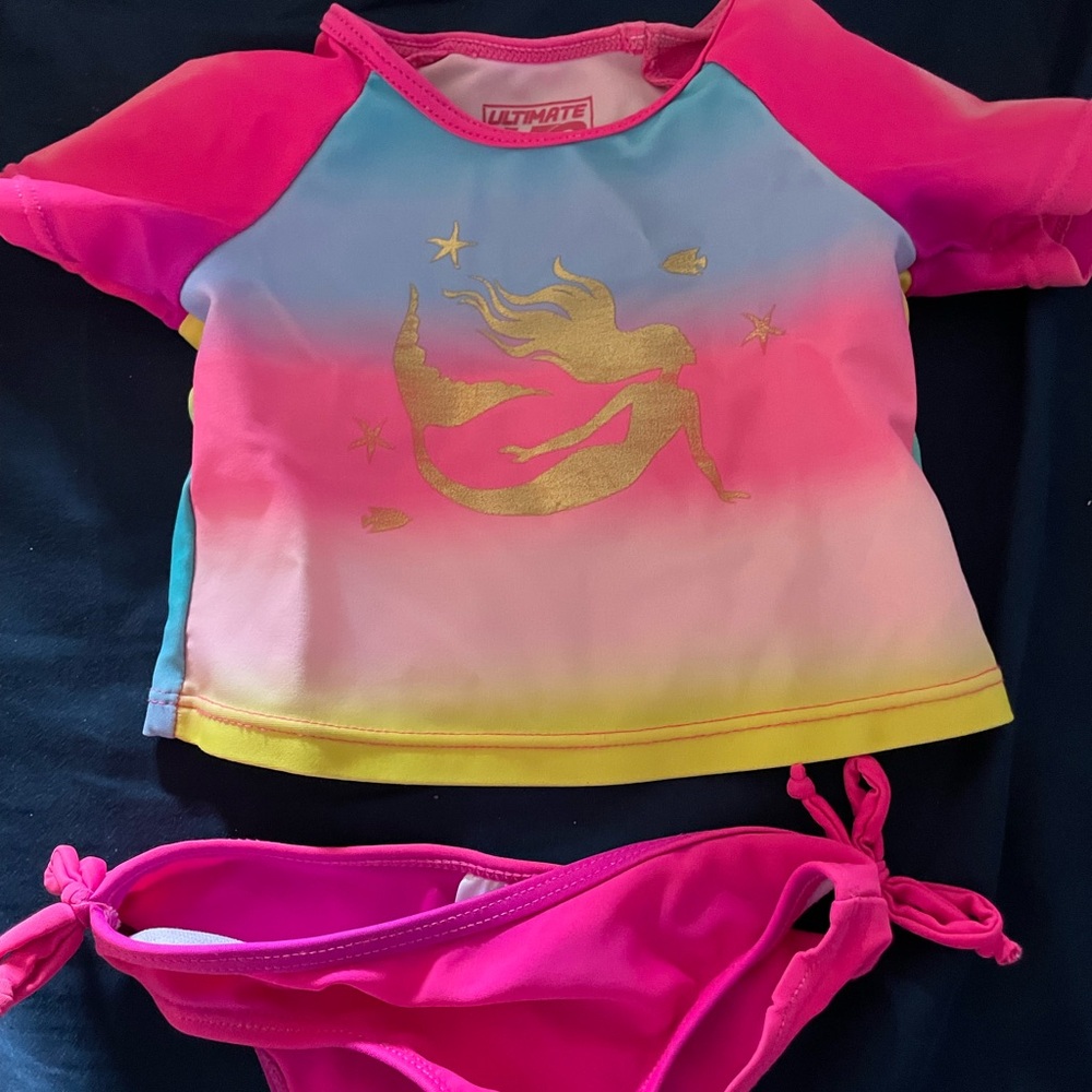 Kids Swim Set - Pink and Yellow Mermaid Design